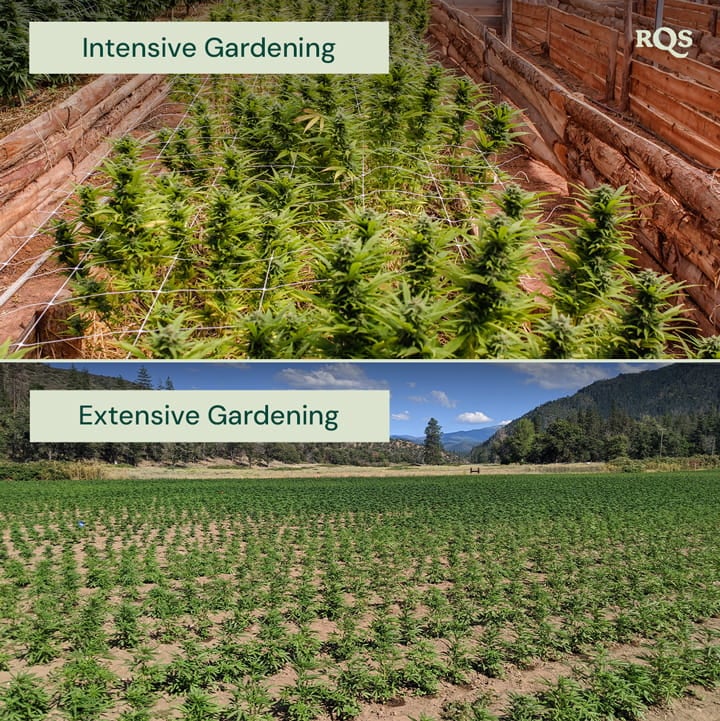Gardening Practices: Tools and Soil Two images: Left shows a shovel in soil, and right shows hands holding a clump of soil, highlighting gardening practices.